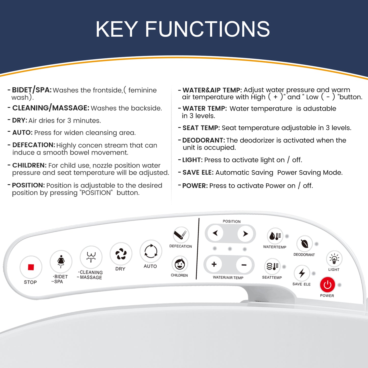 ZMJH ZMA201 Elongated Smart Toilet Seat